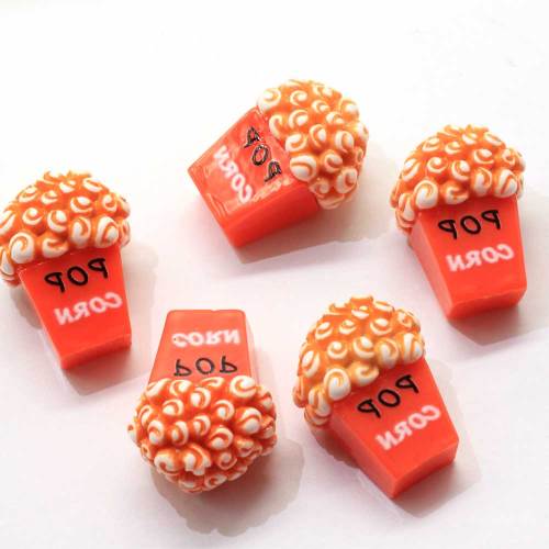 Μαζικά 100 τεμ. 24 * 28MM ρητίνη Flatback Popcorn Cabochons Kawaii Resin Miniature Dollhouse Popcorn Food Craft Hair Bow Center Craft