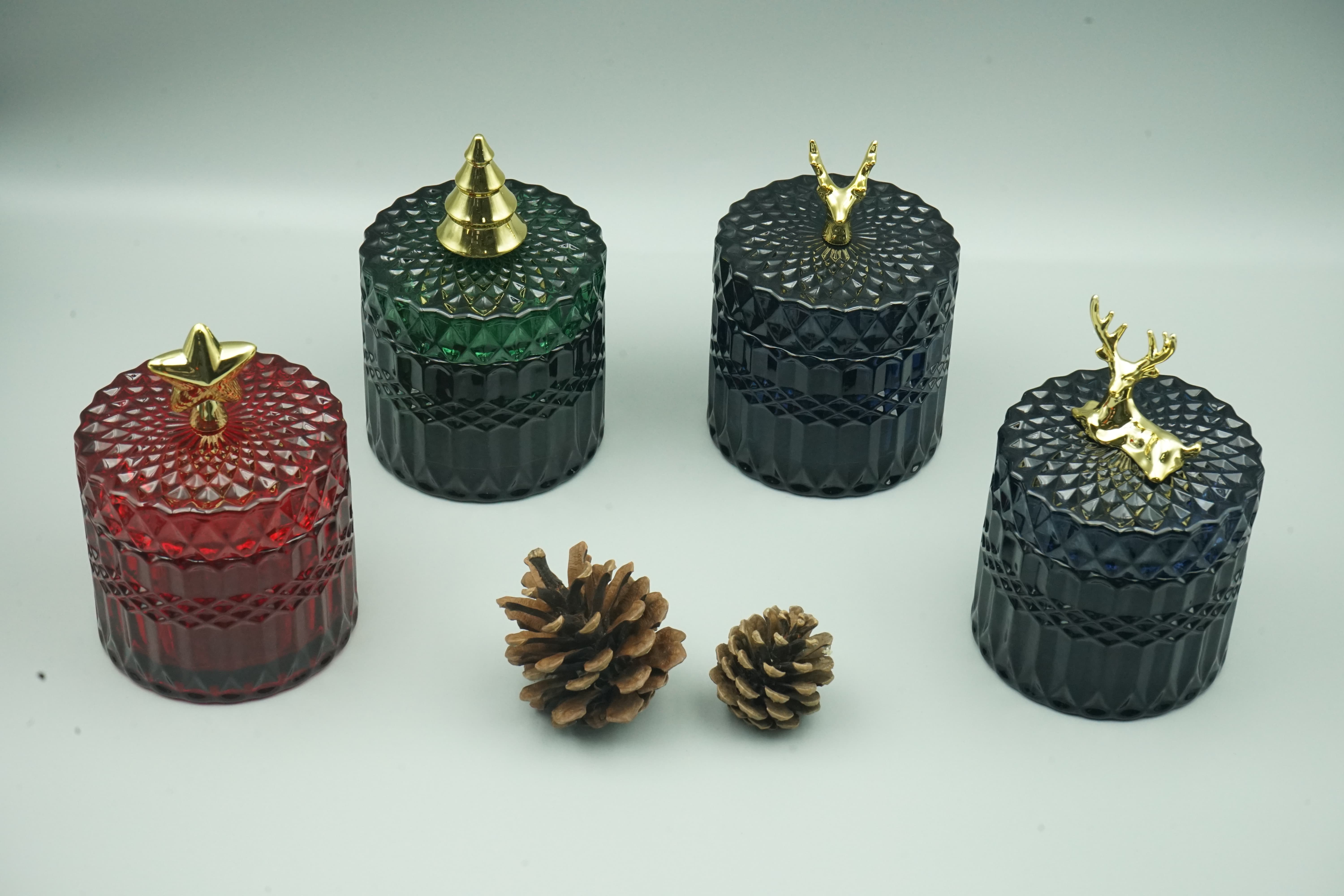 Luxuriöses Weihnachtskerzenglas aus Glas