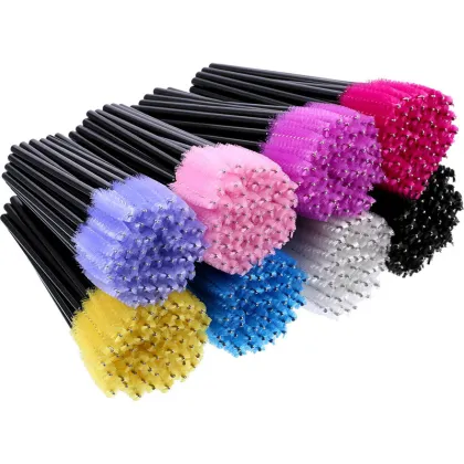 Custom Logo Private Label Crystal Eyelash Cleaning Spoolie Brush - Glitter Disposable Eyelash Brush