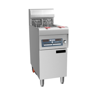 Double Tank Vertical Computer Fryer with Programmable Controls and Cold Oil Area Design