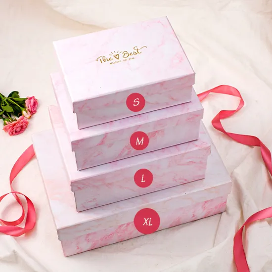 Custom Gift Packaging Pink Marble Wedding Box