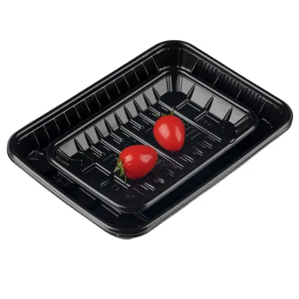 Frozen Fresh Food Black PP Meat Tray Container for Supermarket Meat Packaging