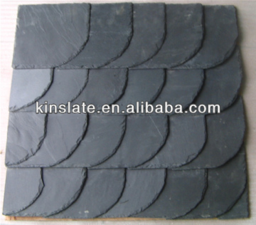 Passed ASTM and EN12326 Natural Slate Stone, Black Dark Grey Roof Slate Fish-Scale Tiles