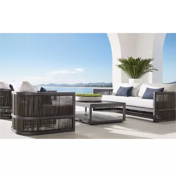 Grey top sale luxury hotel outdoor aluminum rattan sofa set pool furniture for sale