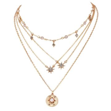 Boho Star Necklace Coin Neck Chain Choker Pendant Necklaces Fashion Jewelry for Women and Girls