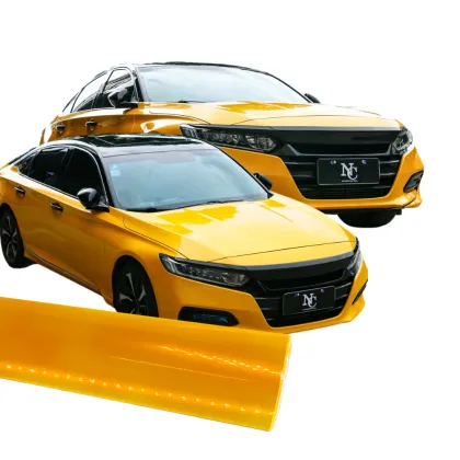 Glossy Metal Paint Yellow Car Wrap