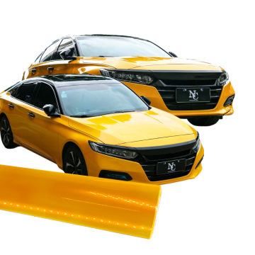 Глянцавая металічная фарба жоўтага аўтамабіля