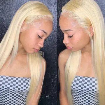 VIYA Blonde 613 Lace Frontal Human Hair T Part Straight Wig
