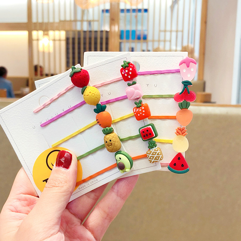 5 Pcs/Set Children Cute Candy Cartoon Fresh Fruit Carrot BB Hair Clips Girls Lovely Barrettes Hairpins Kids Hair Accessories