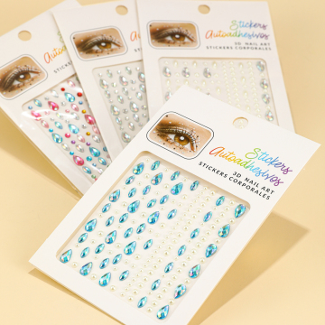 DIY Mixed Color Nail Decoration: Makeup, Glass Stones, Crystal Round Beads, and Flatback Acrylic Nails