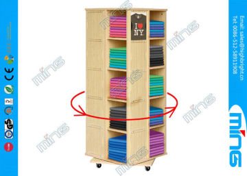 Modern 4-sided Rotating Wooden Store Displays Rack For Clothing Display