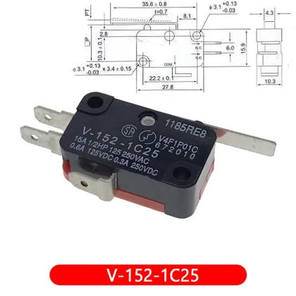 Small Stroke Limit Micro Switch V-15 Series Silver Contact Searches
