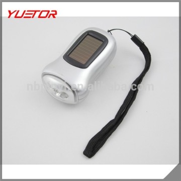 Secur Waterproof Hand crank or built in Solar powered 3 LED Flashlight, High power 3 functions LED, Dynamo powered flashlight