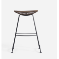 Modern rattan seat with iron base footrest barstool