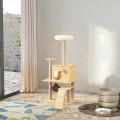 Luxury Cat Climbing Tower Wooden Sisal Indoor Scratching Post Multi Level Rest House Soft Hammock Activity Center Carton