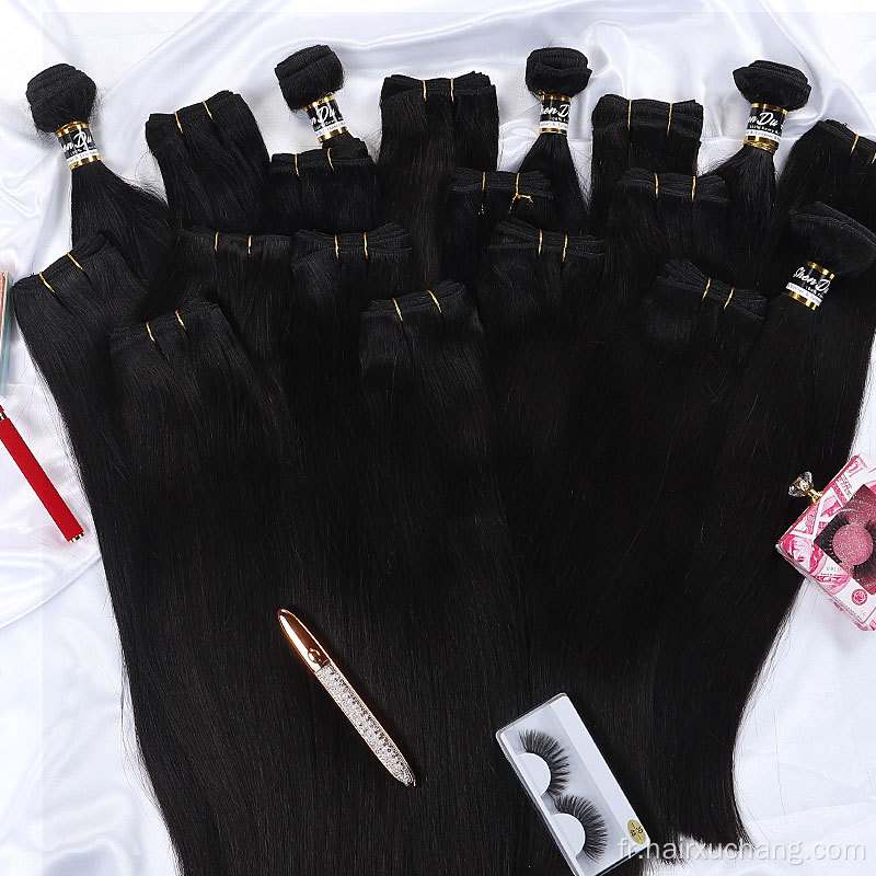 Paquets de tissages péruviens en gros de la chair de cheveux remy extension brésilienne brésilienne à cheveux humains bon marché paquets