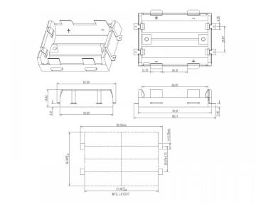 BBC-M-G0-A-108 Bộ giữ pin kép cho 26650 SMT