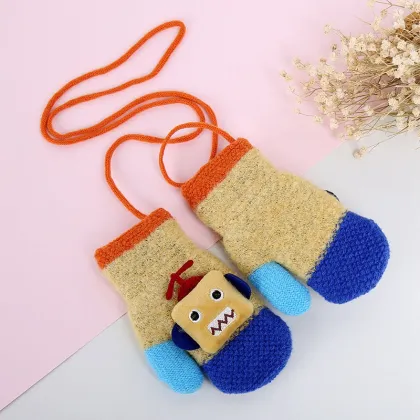 Winter Baby Gloves Children Warm Gloves Kids Boys Girls Soft Thickened Mittens Baby Plus Velvet Accessories 2-5Y