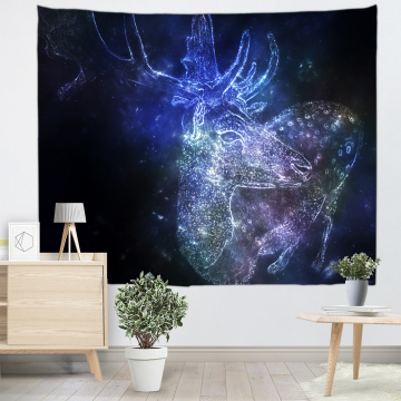 Bright Deer Tapestry Nature Animal Wall Hanging Navy Dreamy Tapestry for Livingroom Bedroom Home Dorm Decor