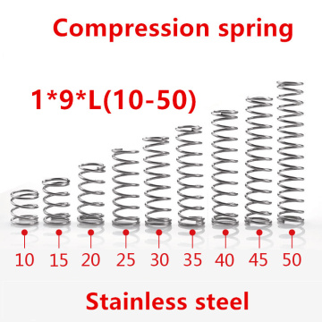 20pcs/lot 1*9*10/15/20/25/30/35/40/45/50mm spring 1mm stainless steel Micro small Compression spring