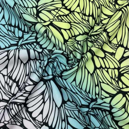Butterfly Pattern 100% Polyester Tricot Silky Plain Cloth