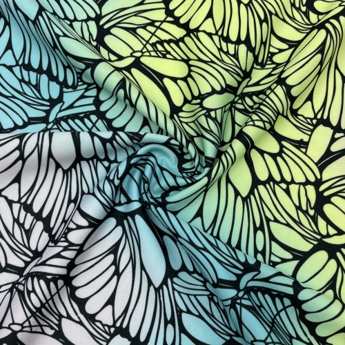 Patrón de mariposa 100% Poliéster tricot tela lisa sedosa