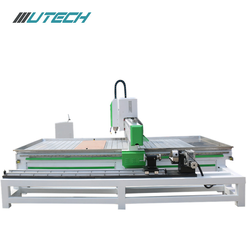 cnc router machine woodworking with rotating shaft