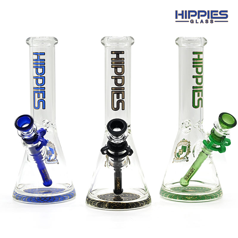 hippies Clear Glass Beaker Bong