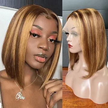 Cheap T part human hair bob wigs lace front,colored bob wigs human hair,highlight 4/27 straight bob human hair lace front wigs