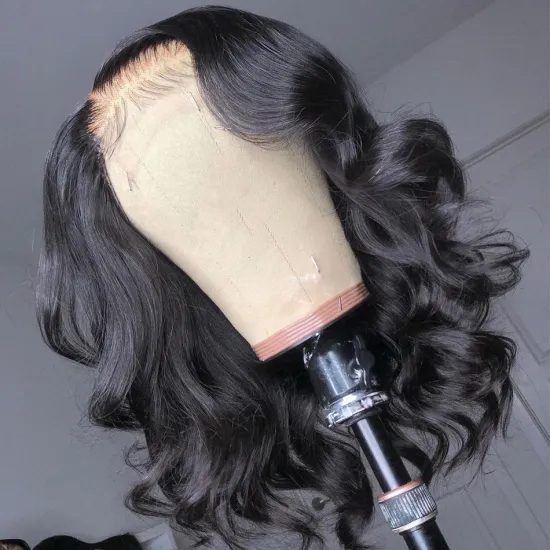 Hot Selling Wholesale 12A Grade Unprocessed 100% Brazilian Human Hair Short Bob Human Hair Lace Front Wig for Black Women