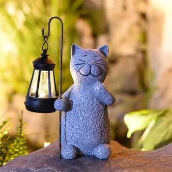 JYLighting Outdoor Solar Garden Lights: Decorative Resin Cat and Animal Ornaments