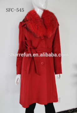 Fashionable quality Red women pure cashmere overcoat