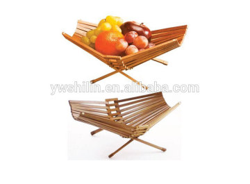 Hot sales bamboo folding fruit basket with handle