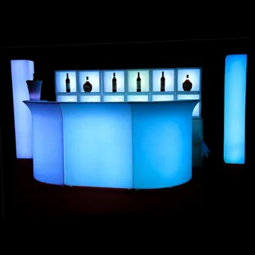 Full color remote battery Modern furniture led shining straight bar counter for night club entertainment