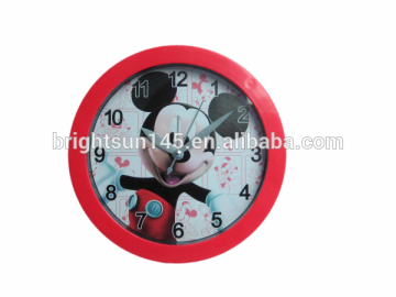 Factory Sale Plastic Cartoon Round Shape Funny Alarm Clock For Kids