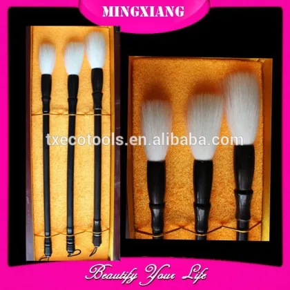 Chinese writing brush set, wood handle and pure goat hair calligraphy brush, brush pen