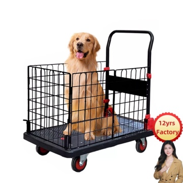 China Factory Sale Foldable Push Cart - 330lbs Capacity 4 Wheels 28.7x18.5x32.3 Inches Small Flatbed Cart