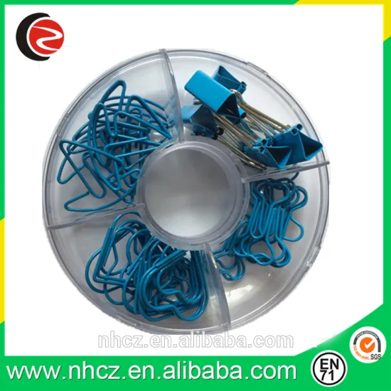 Stationery Round Blue Pin/Paper Clips/Rubber/Binder Clip Office Set
