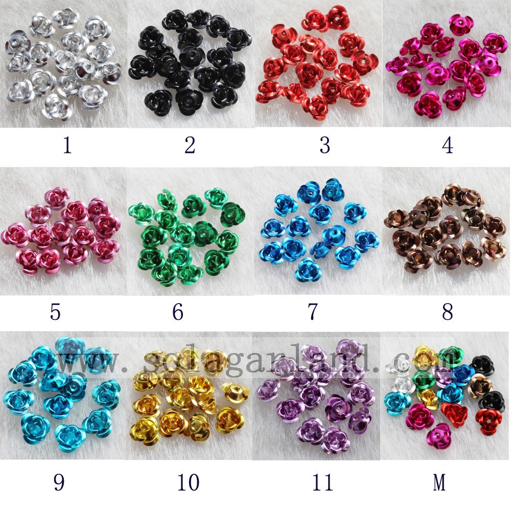 Aluminum Rose Flower Beads Branch