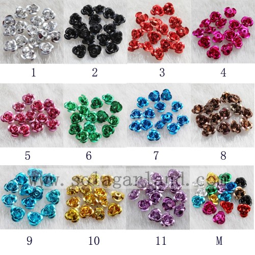 Wholesale Aluminum Rose Flower Beads Jewelry Making Spacer Beads