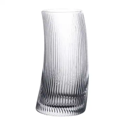 Ribbed Swerve glass cup Crescent Drink Cup