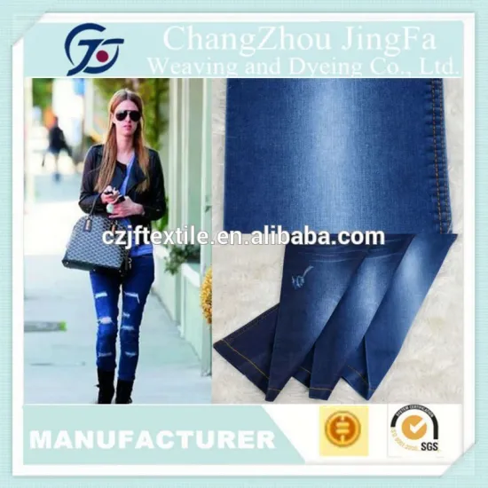 JF-V1050 china cotton poly spandex raw blue denim fabric for jeans