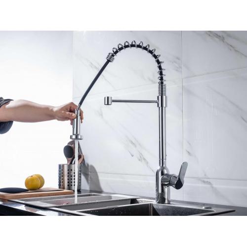 Single Handle Kitchen Faucet Household spring Chrome pull down brass kitchen faucet Supplier