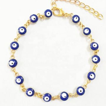 Wholesale Hot Sale Gold Plated Blue Red Eye Enamel Bead Bracelets for Women