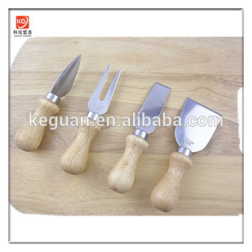 CK-019 wholesale wooden handle stainless steel cheese board set