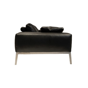 Modern 3 Seater Black Leather Sofa