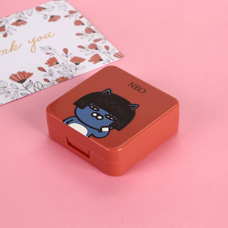 Pink Peach Square Contact lens case Cartoon Small fresh contact lens case travel glasses case as gift Contact lens care box