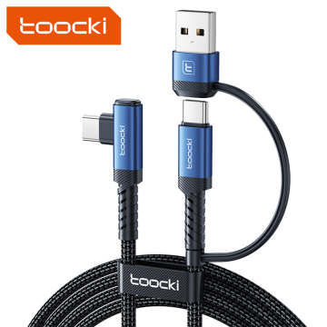 Toocki Wholesale 2-in-1 Fast Charging Nylon Braided Cable USB A to Type C for Quick Charge