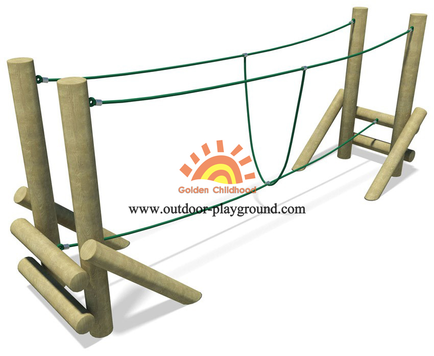 Timber-rope balance bridge playground