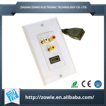 Free sample HDMI+3rca wall plate or face socket made in China